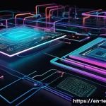 신경망 아키텍처 설계 및 구현 프로세스 - A highly detailed digital illustration of a modern neural network architecture displayed as a futuri...
