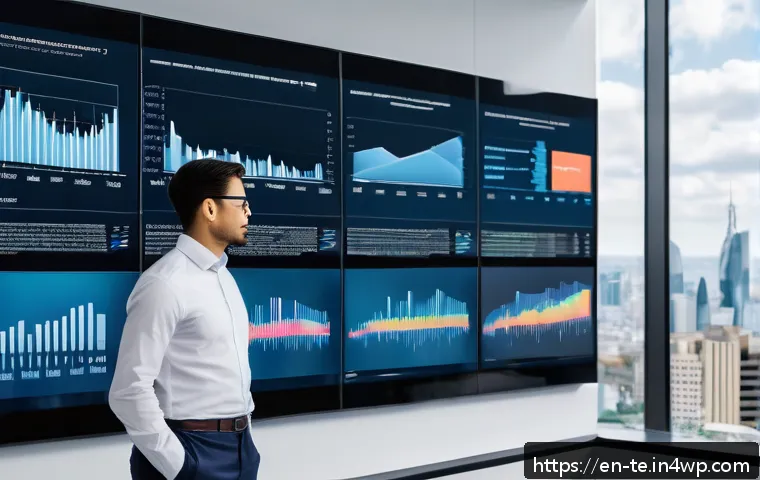 신경망 모델의 성능 측정을 위한 기준 - A high-tech data scientist in a modern office setting, analyzing complex machine learning metrics on...